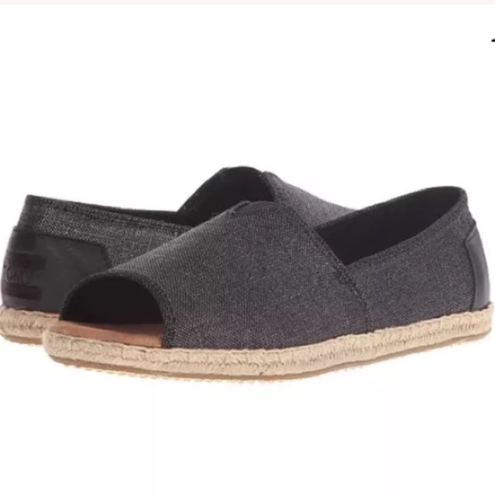 NEW Toms Shoes Alpargata Espadril 6.5 Blck Metallc